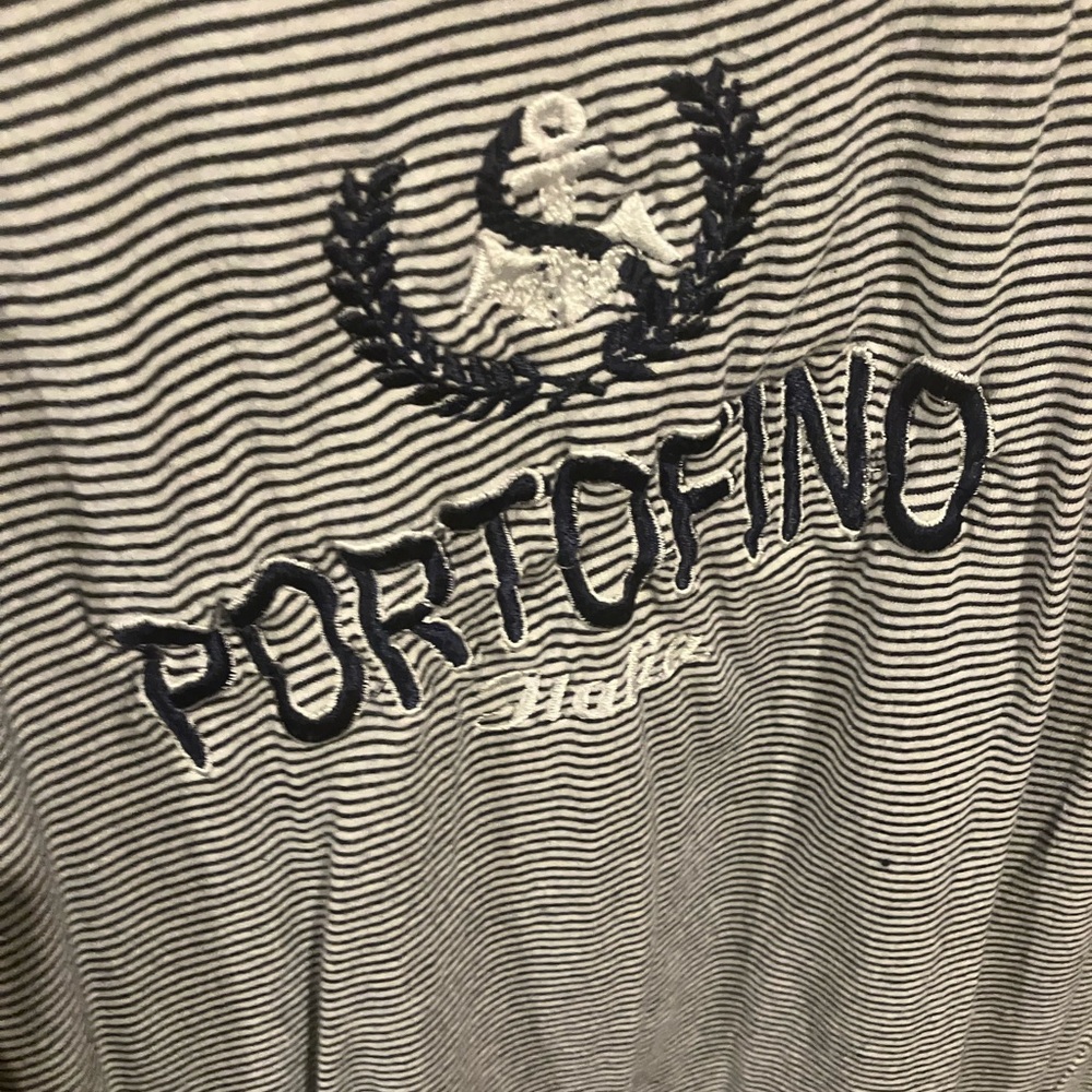 Vintage euro style portofino italy embroidered striped design crew neck shirt XL - Picture 3 of 8
